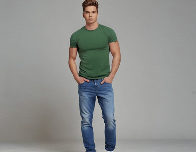 RR Solid Men Round Neck Green T-Shirt