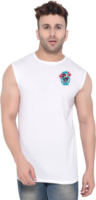 Lawful Casual Printed Men Round Neck White T-Shirt