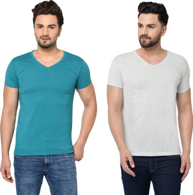 Tresna Trendy Solid Men V Neck Multicolor T-Shirt
