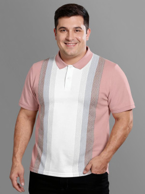 Bullmer Colorblock Men Polo Neck Pink, White T-Shirt