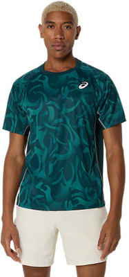 Asics Printed Men Round Neck Green T-Shirt