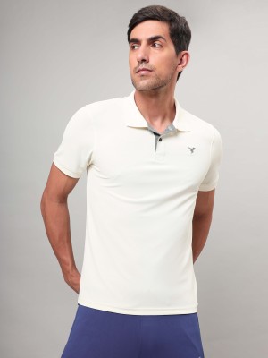 TECHNOSPORT Solid Men Polo Neck White T-Shirt