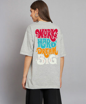 IMSA MODA Printed Women Round Neck Grey T-Shirt