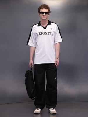 WROGN Solid Men Polo Neck White T-Shirt