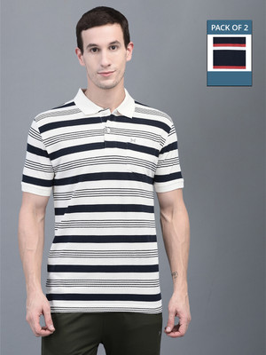 Force NXT Striped Men Polo Neck Multicolor T-Shirt
