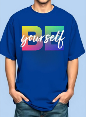 BLOSSOMTRADER Printed Men Round Neck Blue T-Shirt