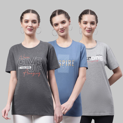 MACK JONNEY Printed Women Round Neck Multicolor T-Shirt