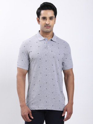 INDIAN TERRAIN Printed Men Polo Neck Grey T-Shirt