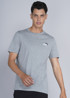 PUMA Solid Men Crew Neck Grey T-Shirt