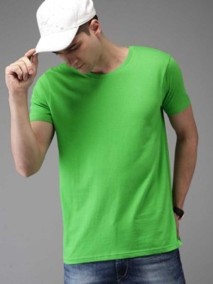 Smooky Solid Men Round Neck Green T-Shirt