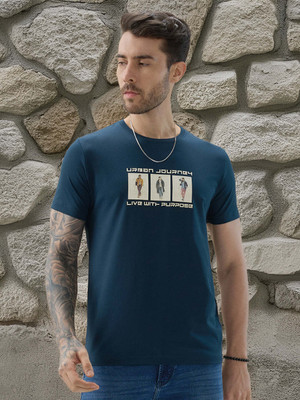 Status Quo Printed Men Round Neck Dark Blue T-Shirt
