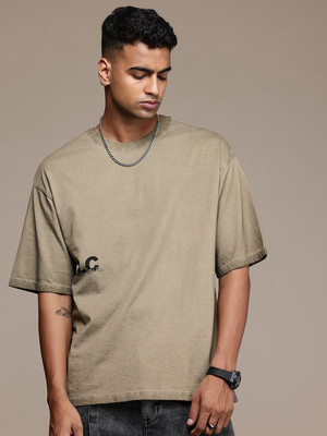 Roadster Printed Men Round Neck Green T-Shirt