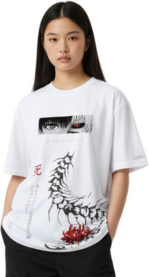 YumeClothing Printed Men Round Neck White T-Shirt