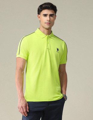 U.S. POLO ASSN. Solid Men Polo Neck Yellow T-Shirt