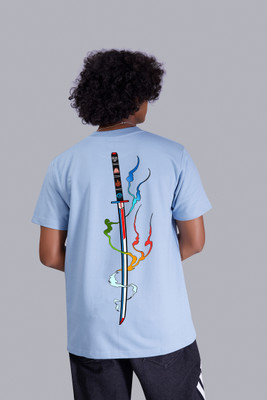 TGT Stores Graphic Print Men Round Neck Light Blue T-Shirt