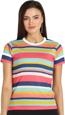 Shashvi Fashion Striped Women Round Neck Multicolor T-Shirt
