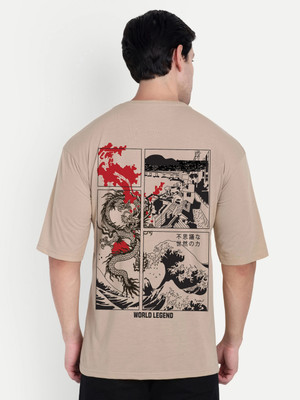 SCOTT FINCHER Graphic Print Men Round Neck Beige T-Shirt