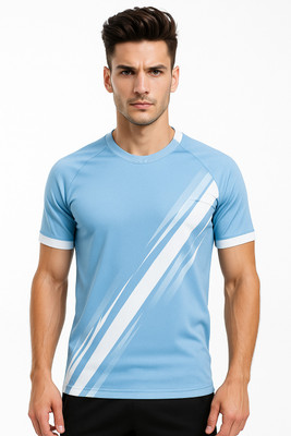 IZON Printed Men Round Neck Blue T-Shirt