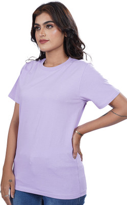 Kapda Kulture Solid Women Round Neck Purple T-Shirt