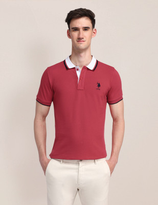 U.S. POLO ASSN. Solid Men Polo Neck Red T-Shirt