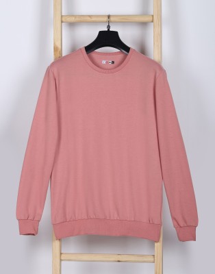 INKKR Solid Men Round Neck Pink T-Shirt