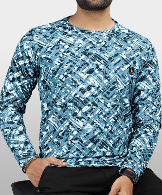 VeBNoR Printed Men Round Neck Light Blue T-Shirt