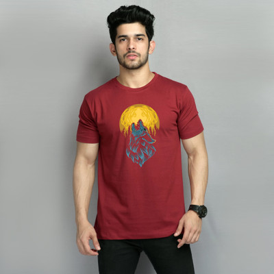 WOLDER Printed Men Round Neck Black T-Shirt