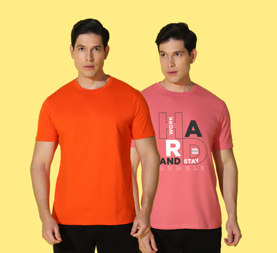 WOOSTRO Typography, Solid Men Round Neck Pink, Red T-Shirt