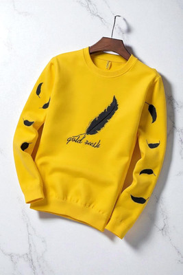 FASHIUM Printed Men Round Neck Yellow T-Shirt