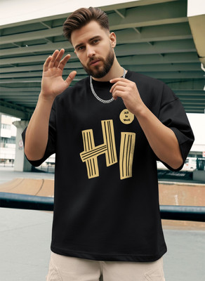 BLIVE Printed Men Round Neck Black T-Shirt