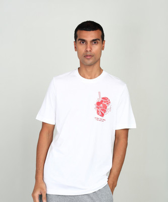 ADIDAS Printed Men Round Neck White T-Shirt