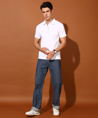 METRONAUT Solid Men Polo Neck White T-Shirt