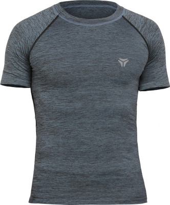 Kyk Self Design Men Round Neck Grey T-Shirt