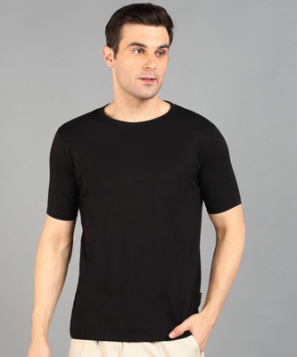 KAEZRI Solid Men Round Neck Black T-Shirt
