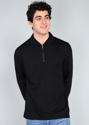 Ted Baker Solid Men Polo Neck Black T-Shirt