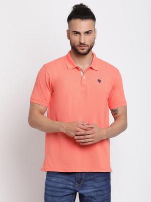 CANTABIL Solid Men Polo Neck Orange T-Shirt