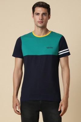 Allen Solly Colorblock Men Crew Neck Blue T-Shirt