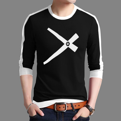 Autna Colorblock Men Round Neck White, Black T-Shirt