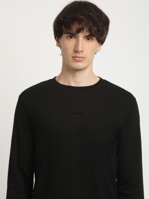 THE BEAR HOUSE Solid Men Round Neck Black T-Shirt