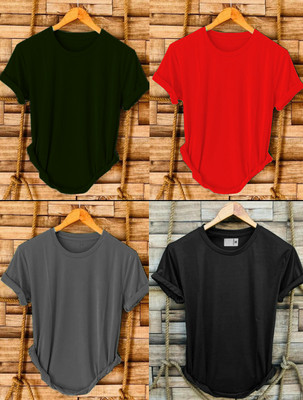 V DAS Solid Men Round Neck Multicolor T-Shirt