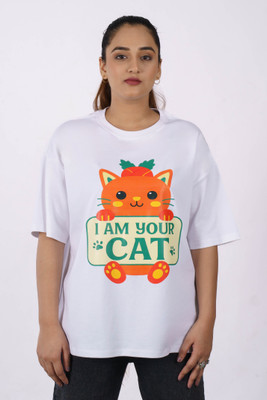 Bandar Baant Graphic Print Women Round Neck White T-Shirt