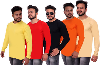 SYM Solid Men Round Neck Multicolor T-Shirt