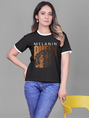 Moda Rapido Printed Women Round Neck Multicolor T-Shirt