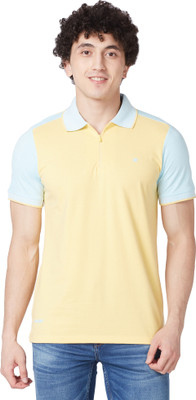 KILLER Solid Men Polo Neck Beige T-Shirt