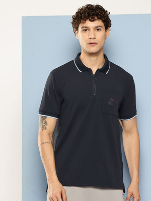 SLAZENGER Solid Men Polo Neck Blue T-Shirt