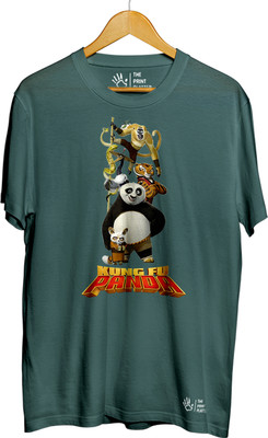 THE PRINT PLATTER Printed Men Round Neck Dark Green T-Shirt