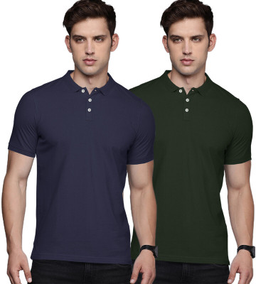LazyChunks Solid Men Polo Neck Multicolor T-Shirt
