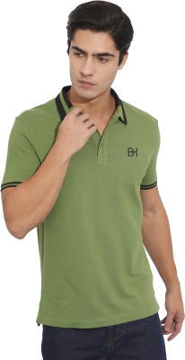 BEING HUMAN Solid Men Polo Neck Green T-Shirt