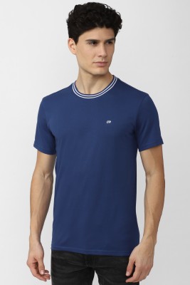 PETER ENGLAND Solid Men Round Neck Dark Blue T-Shirt