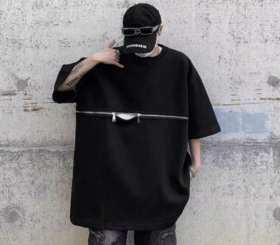 A2R FASHION Solid Men Round Neck Black T-Shirt